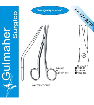 WALTER COTTLE Dorsal Scissors, Supercut Curved, 16cm