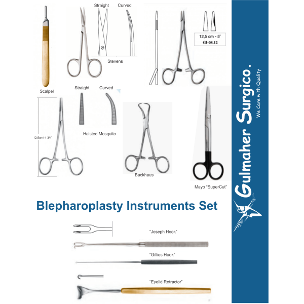Compact Eyelid Procedure Instrument Kit, 15 pieces