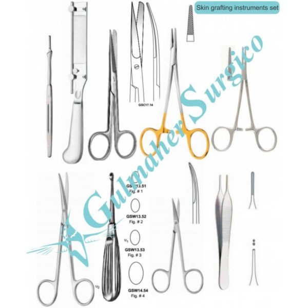 Dermatome Surgical Instruments Set For Skin Grafting – 28 Pieces