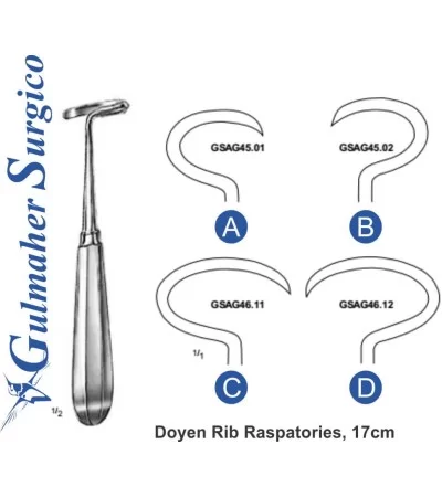 Doyen Rib Raspatories, Right, 17cm, Small Doyen Rib Raspatories, Right, 17cm, Small