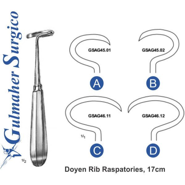 Doyen Rib Raspatories, Right, 17cm, Small Doyen Rib Raspatories, Right, 17cm, Small