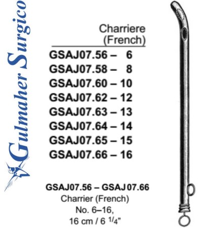 Charrier Metal Catheter, 16cm Cvd 6 Fr.