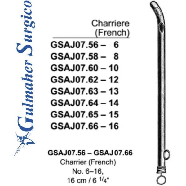 Charrier Metal Catheter, 16cm Cvd 6 Fr Charrier Metal Catheter, 16cm Cvd 6 Fr