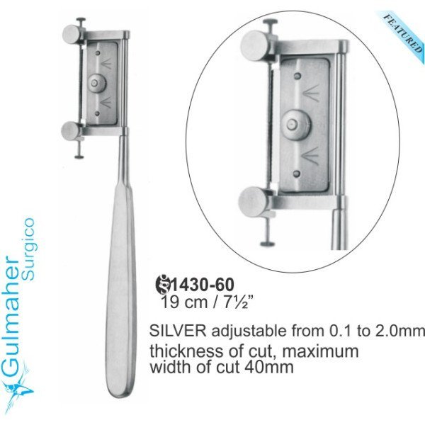 Silver Skin grafting Dermatome 19cm - 7½” Silver Skin grafting Dermatome 19cm - 7½”