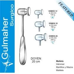 Doyen bone mallet, Hammer 20 cm, solid, 120g