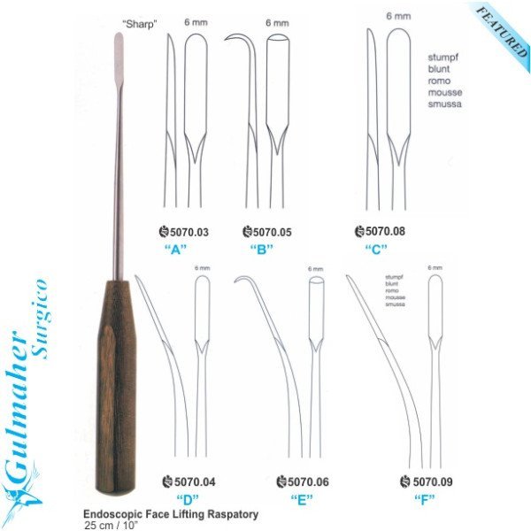 Endoscopic Rhytidectomy Tissue/Bone Raspatory, 25cm Endoscopic Rhytidectomy Tissue/Bone Raspatory, 25cm