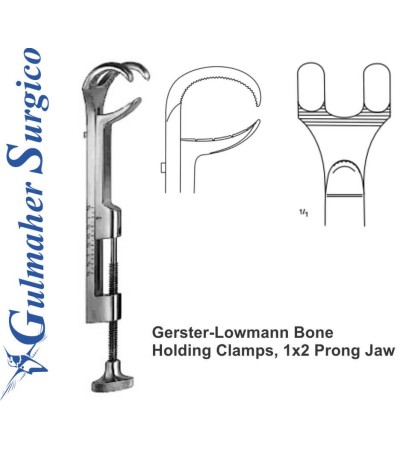 Gerster-Lowmann Bone Holding Clamps, 1x2 Prong Jaw