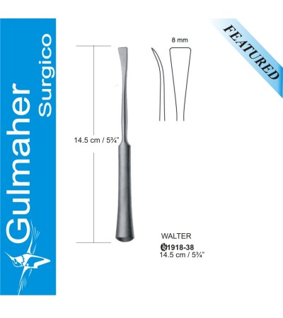 WALTER Raspatory, Rhinoplasty, Curved 8mm 14.5cm