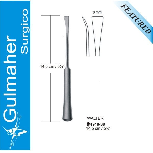 WALTER Raspatory, Rhinoplasty, Curved 8mm 14.5cm WALTER Raspatory, Rhinoplasty, Curved 8mm 14.5cm