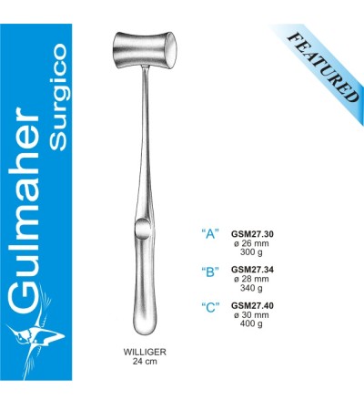 WILLIGER BONE MALLET, 24CM, 380 GRAMS, 30MM DIAMETER