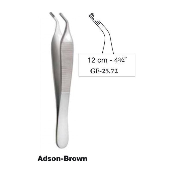 Adson-Brown Forceps 9 x 9 Teeth Curved 12 cm - 4-3/4˝