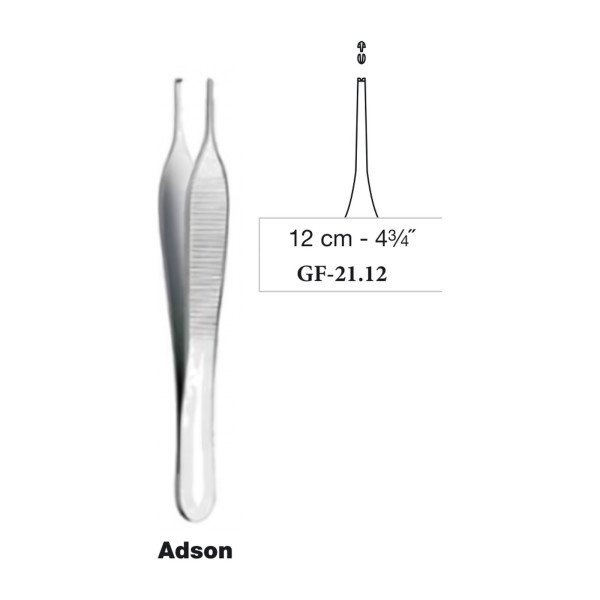 Adson Tissue Forceps 1 x 2 Teeth 12 cm - 4-3/4˝ Adson Tissue Forceps 1 x 2 Teeth 12 cm - 4-3/4˝
