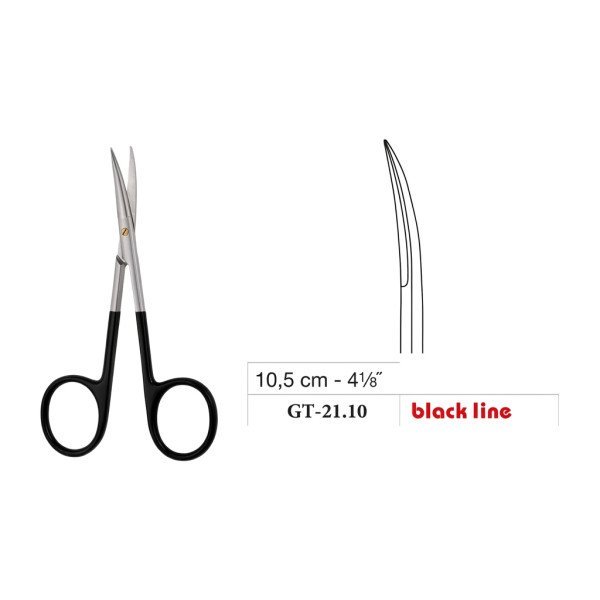 Iris Scissors, Sharp/Sharp, Curved, Black Line, 10.5 cm - 4-1/8˝