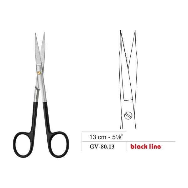 Fox Scissors, Straight, Black Line, 13 cm - 5-1/8˝