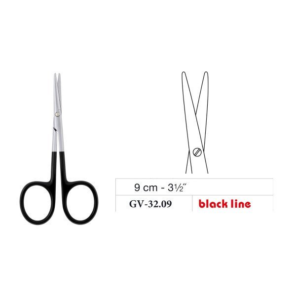 Metzenbaum Mini Scissors, Straight, Black Line, 9 cm - 3-1/2˝ Metzenbaum Mini Scissors, Straight, Black Line, 9 cm - 3-1/2˝