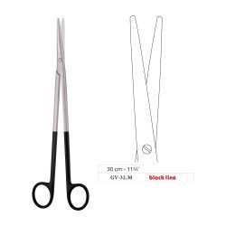 Metzenbaum Scissors, Straight, Black Line, 30 cm - 11-3/4˝