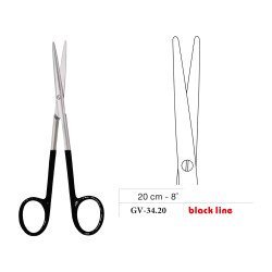 Metzenbaum-Slim Scissors, Straight, Black Line, 20 cm - 8˝