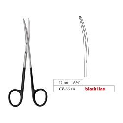 Metzenbaum-Slim Scissors, Curved, Black Line, 14 cm - 5-1/2˝