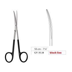 Metzenbaum-Slim Scissors, Curved, Black Line, 18 cm - 7-1/8˝