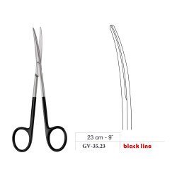 Metzenbaum-Slim Scissors, Curved, Black Line, 23 cm - 9˝