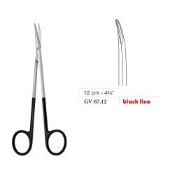 Reynolds (Jameson) Scissors, Curved, Black Line, 12 cm - 4-3/4˝ Reynolds (Jameson) Scissors, Curved, Black Line, 12 cm - 4-3/4˝