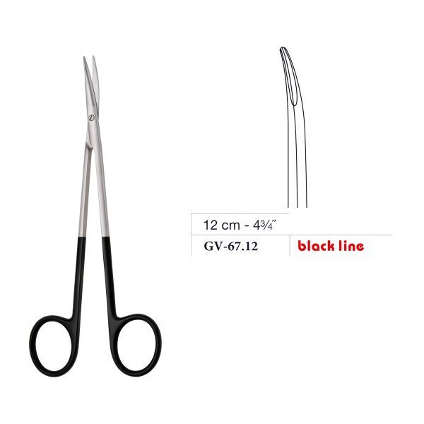 Reynolds (Jameson) Scissors, Curved, Black Line, 12 cm - 4-3/4˝ Reynolds (Jameson) Scissors, Curved, Black Line, 12 cm - 4-3/4˝