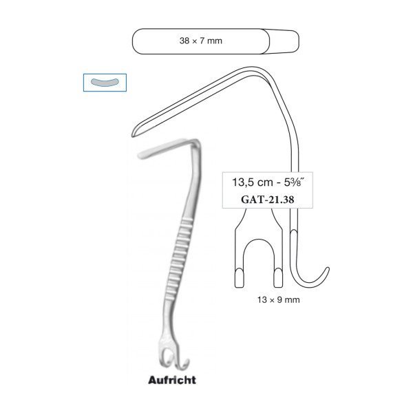 Aufricht Nasal Retractor 38 x 7 mm Fork 13 x 9 mm, 13.5 cm - 5-3/8˝