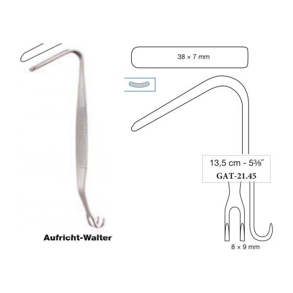 Aufricht-Walter Nasal Retractor 38 x 7 mm Fork 8 x 9 mm, 13.5 cm - 5-3/8˝