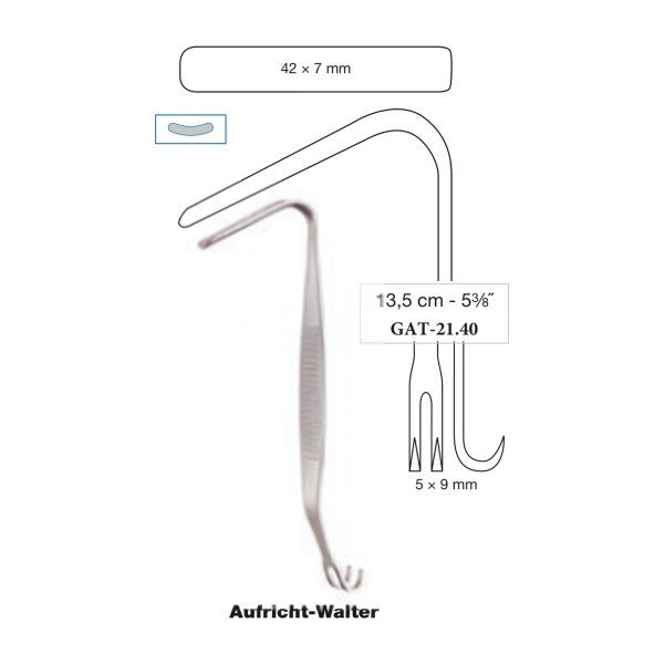 Aufricht-Walter Nasal Retractor 42 x 7 mm Fork 5 x 9 mm, 13.5 cm - 5-3/8˝