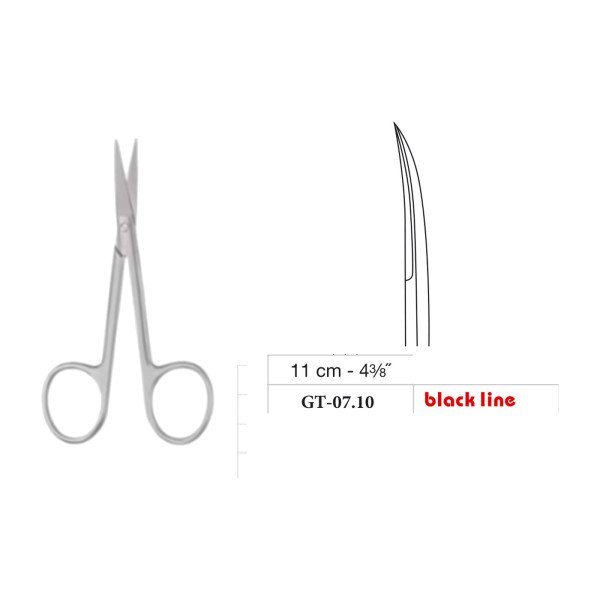 Delicate Scissors, Sharp/Sharp, Curved, Black Line, 11 cm - 4-3/8˝ Delicate Scissors, Sharp/Sharp, Curved, Black Line, 11 cm - 4-3/8˝