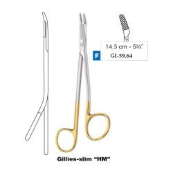 Gillies Slim Tungsten Carbide Needle Holder with Scissors 14.5 cm - 5-3/4˝
