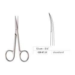 Jabaley Scissors, Sharp/Sharp, Curved, Standard, 13 cm - 5-1/8˝