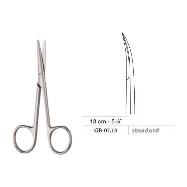 Jabaley Scissors, Sharp/Sharp, Curved, Standard, 13 cm - 5-1/8˝