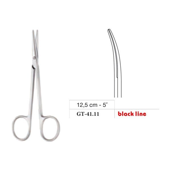 Knapp Scissors, Curved, Black Line, 12.5 cm - 5˝ Knapp Scissors, Curved, Black Line, 12.5 cm - 5˝