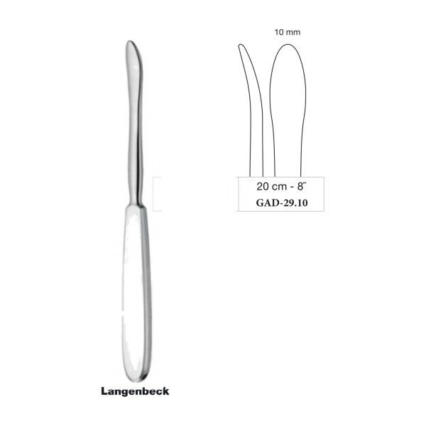 Langenbeck Elevator 20 cm - 8˝, Thin, 10 mm