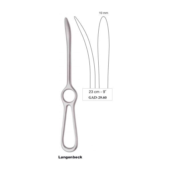 Langenbeck Elevator 23 cm - 9˝, Thin, 10 mm