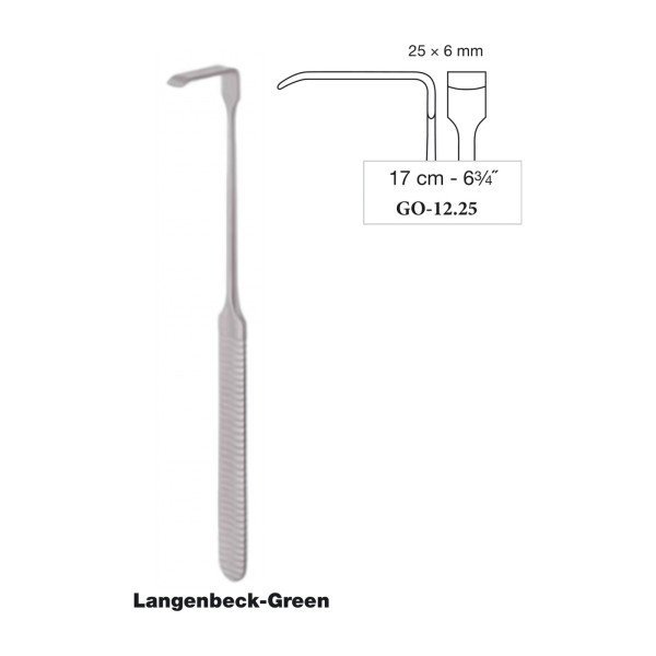 Langenbeck-Green Retractor 6 x 25 mm Serrated, 17 cm - 6-3/4˝