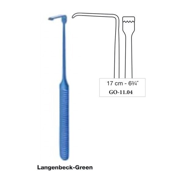 Langenbeck-Green Retractor 6 x 25 mm Serrated Blepharoplasty Pattern, 17 cm - 6-3/4˝ Langenbeck-Green Retractor 6 x 25 mm Serrated Blepharoplasty Pattern, 17 cm - 6-3/4˝
