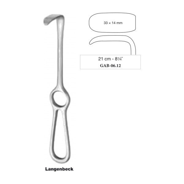 Langenbeck Retractor 33 x 14 mm, 21 cm - 8-1/4˝