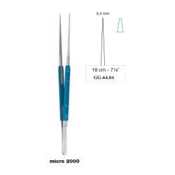 Micro Forceps Blue Anodized Handle Straight 0.4 mm Tip 18 cm - 7-1/8˝
