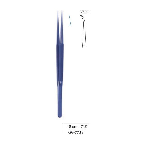 Micro Forceps Titanium Coating Curved 0.8 mm Blunt Tip 18 cm - 7-1/8˝ Micro Forceps Titanium Coating Curved 0.8 mm Blunt Tip 18 cm - 7-1/8˝