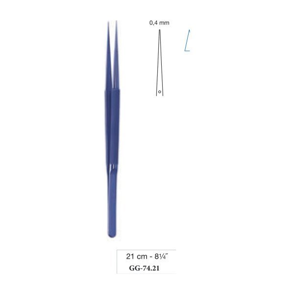 Micro Forceps Titanium Coating Straight 0.4 mm Pointed Tip 21 cm - 8-1/4˝