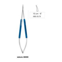 Micro Needle Holder Blue Anodized Curved With Catch 15 cm - 6˝