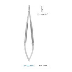 Micro Needle Holder Curved 0.4 mm Tip 13 cm - 5-1/8˝ Micro Needle Holder Curved 0.4 mm Tip 13 cm - 5-1/8˝