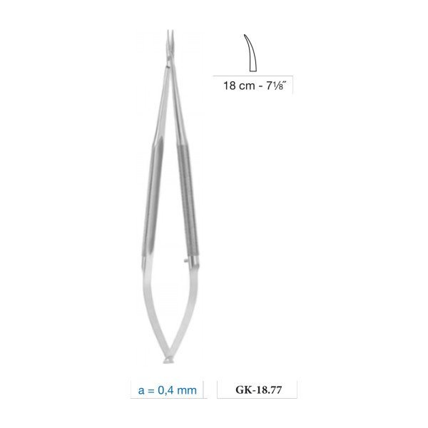 Micro Needle Holder Curved 0.4 mm Tip 18 cm - 7-1/8˝