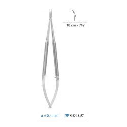 Micro Needle Holder Diamond Dust Coated Curved 0.4 mm Tip 18 cm - 7-1/8˝ Micro Needle Holder Diamond Dust Coated Curved 0.4 mm Tip 18 cm - 7-1/8˝