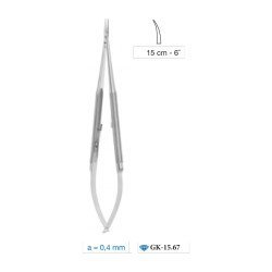 Micro Needle Holder Diamond Dust Coated Curved 0.4 mm Tip With Catch 15 cm - 6˝