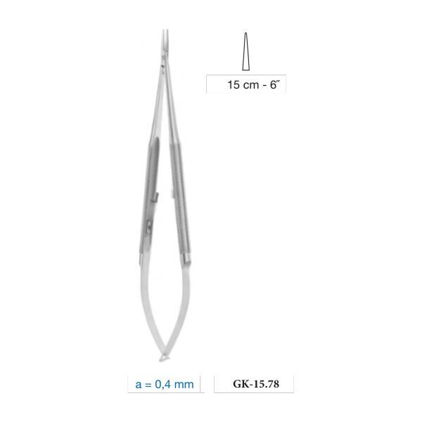 Micro Needle Holder Straight 0.4 mm Tip With Catch 15 cm - 6˝ Micro Needle Holder Straight 0.4 mm Tip With Catch 15 cm - 6˝