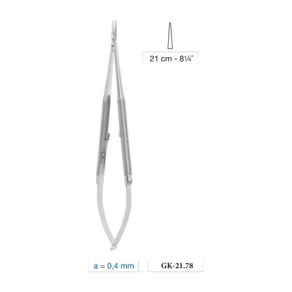 Micro Needle Holder Straight 0.4 mm Tip With Catch 21 cm - 8-1/4˝ Micro Needle Holder Straight 0.4 mm Tip With Catch 21 cm - 8-1/4˝