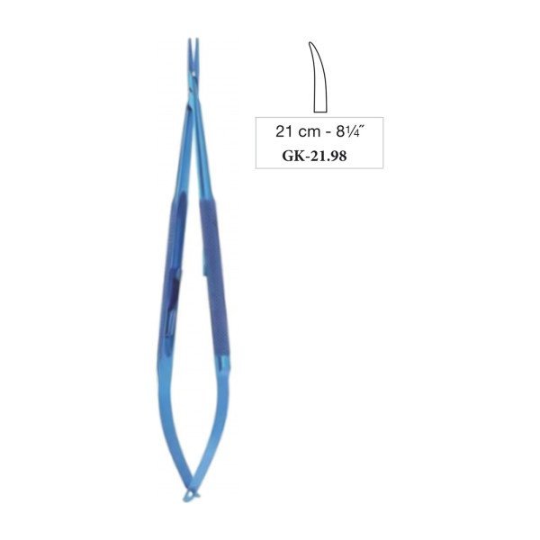 Micro Needle Holder Titanium Curved With Catch 21 cm - 8-1/4˝